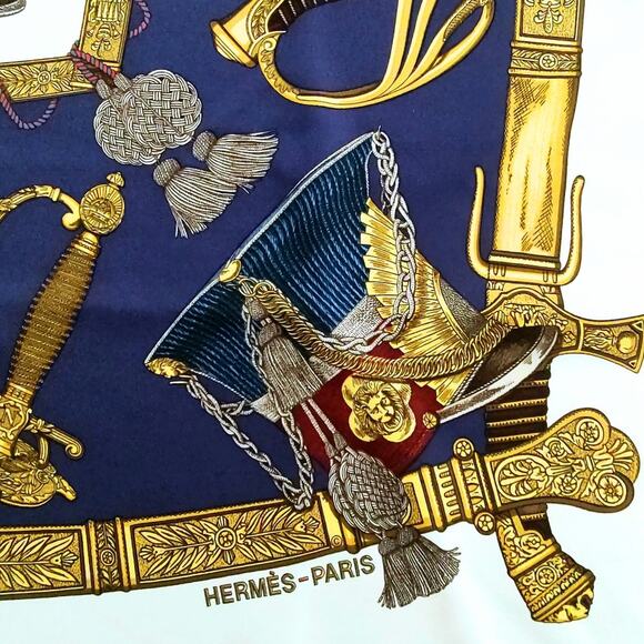 Hermes vintage Grande Uniforme silk twill carre 90 scarf 34\